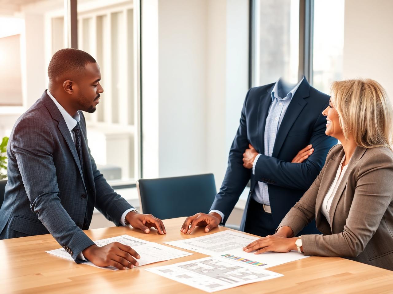 Property consultant advising clients in a Nairobi office